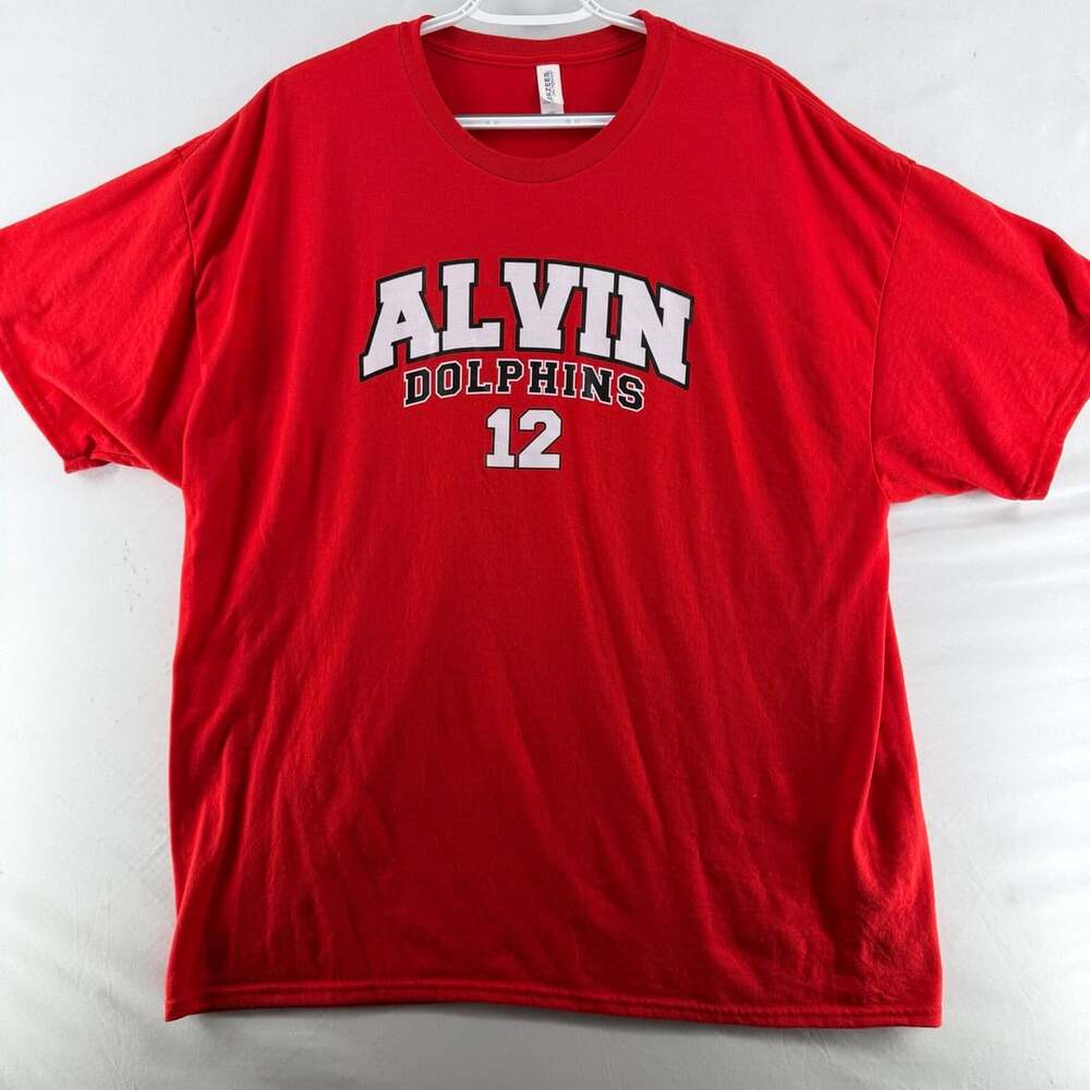 1562 Jerzees Alvin Dolphins T-Shirt Size 2XL Red Dri-Power